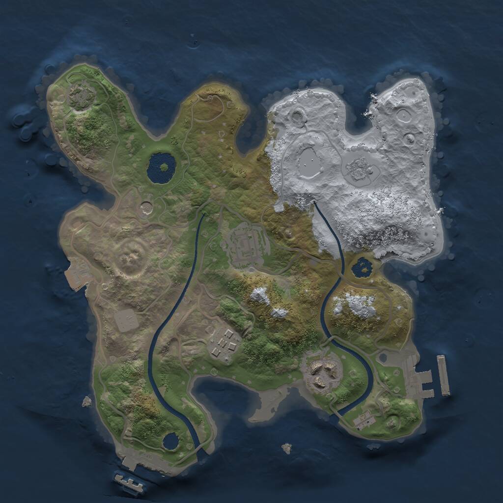 Rust Map: Procedural Map, Size: 2500, Seed: 379970882, 9 Monuments