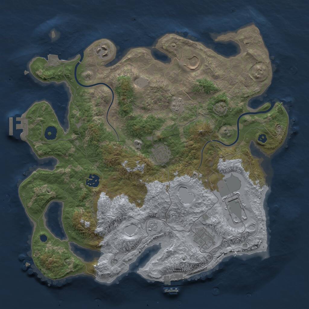 Rust Map: Procedural Map, Size: 3500, Seed: 689851091, 13 Monuments
