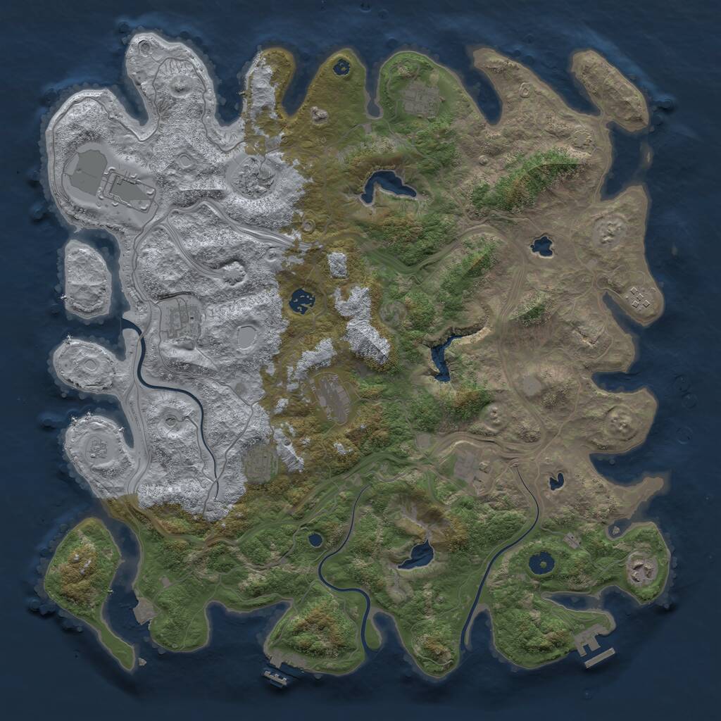 Rust Map: Procedural Map, Size: 4500, Seed: 1719550512, 16 Monuments