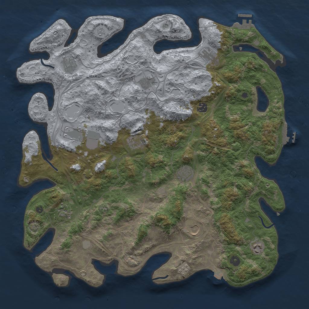 Rust Map: Procedural Map, Size: 4500, Seed: 726542, 19 Monuments