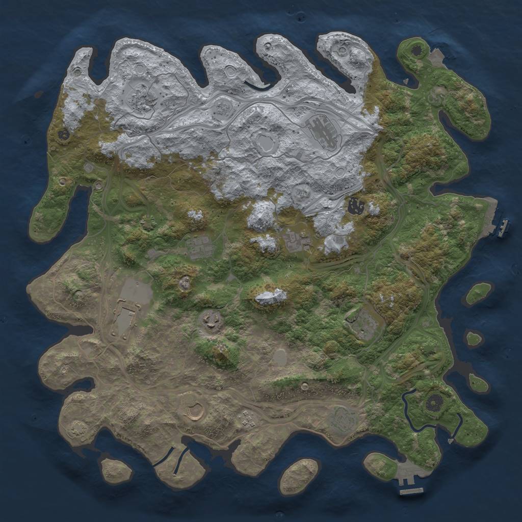 Rust Map: Procedural Map, Size: 4500, Seed: 728281261, 19 Monuments