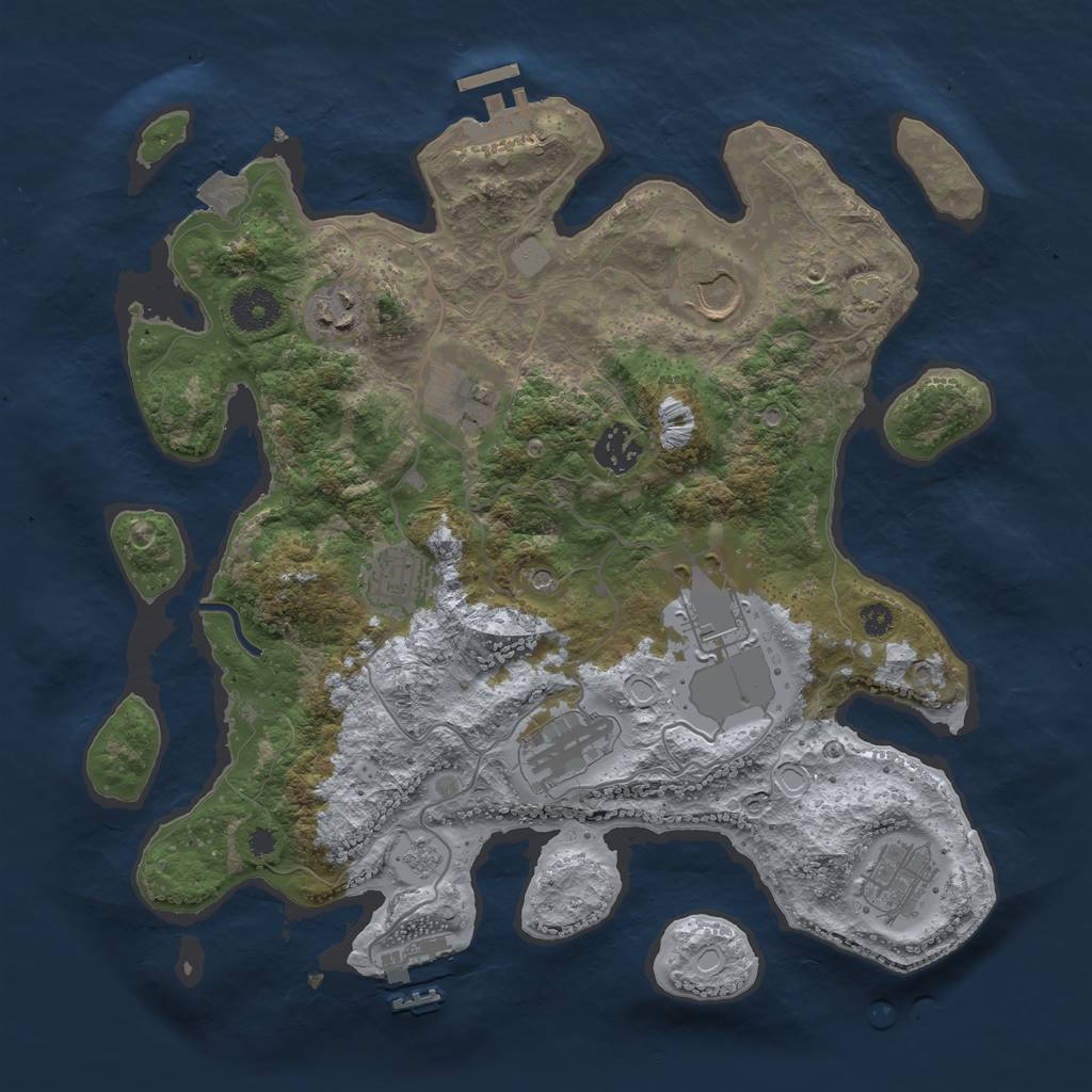 Rust Map: Procedural Map, Size: 3500, Seed: 1332755766, 16 Monuments