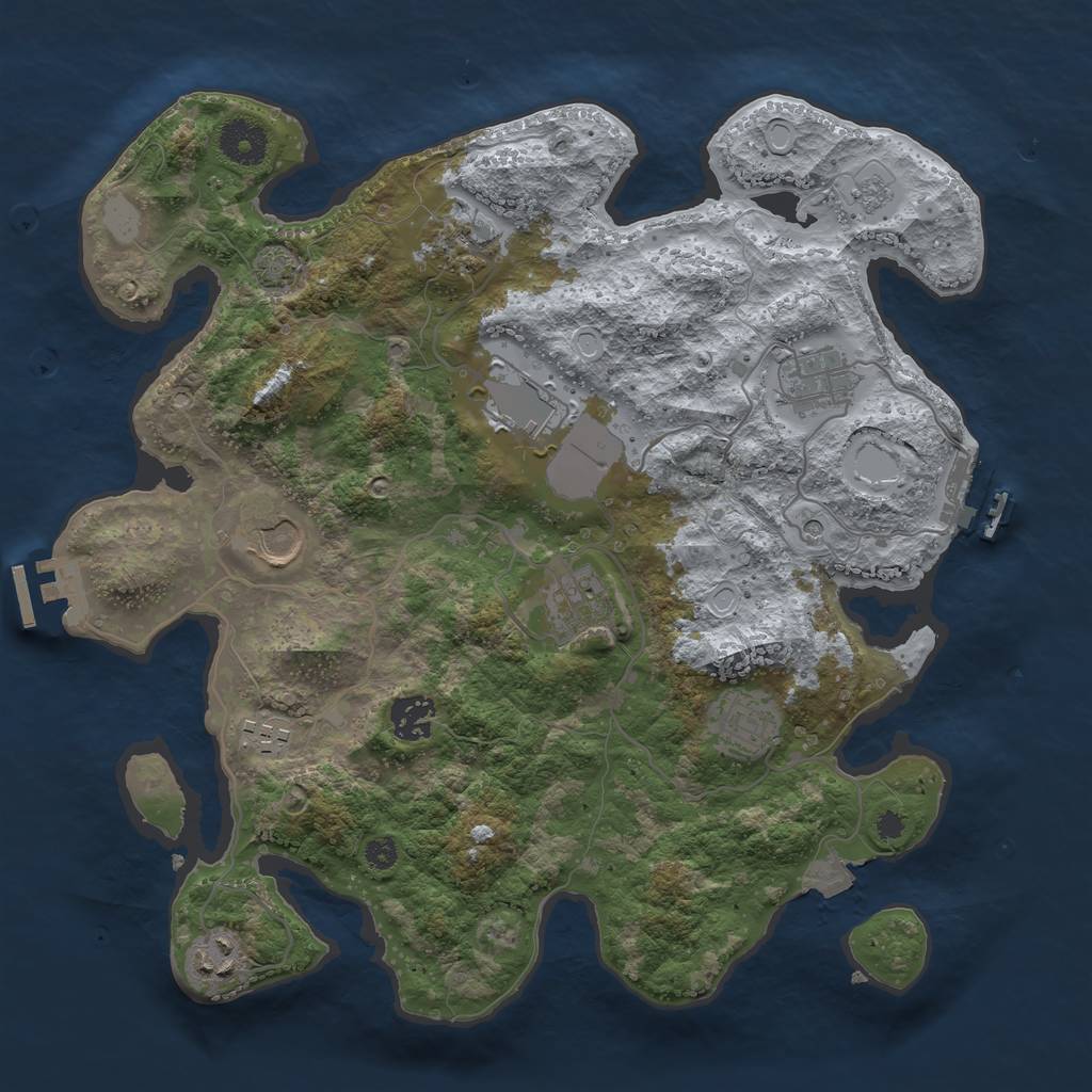 Rust Map: Procedural Map, Size: 3500, Seed: 591918, 17 Monuments