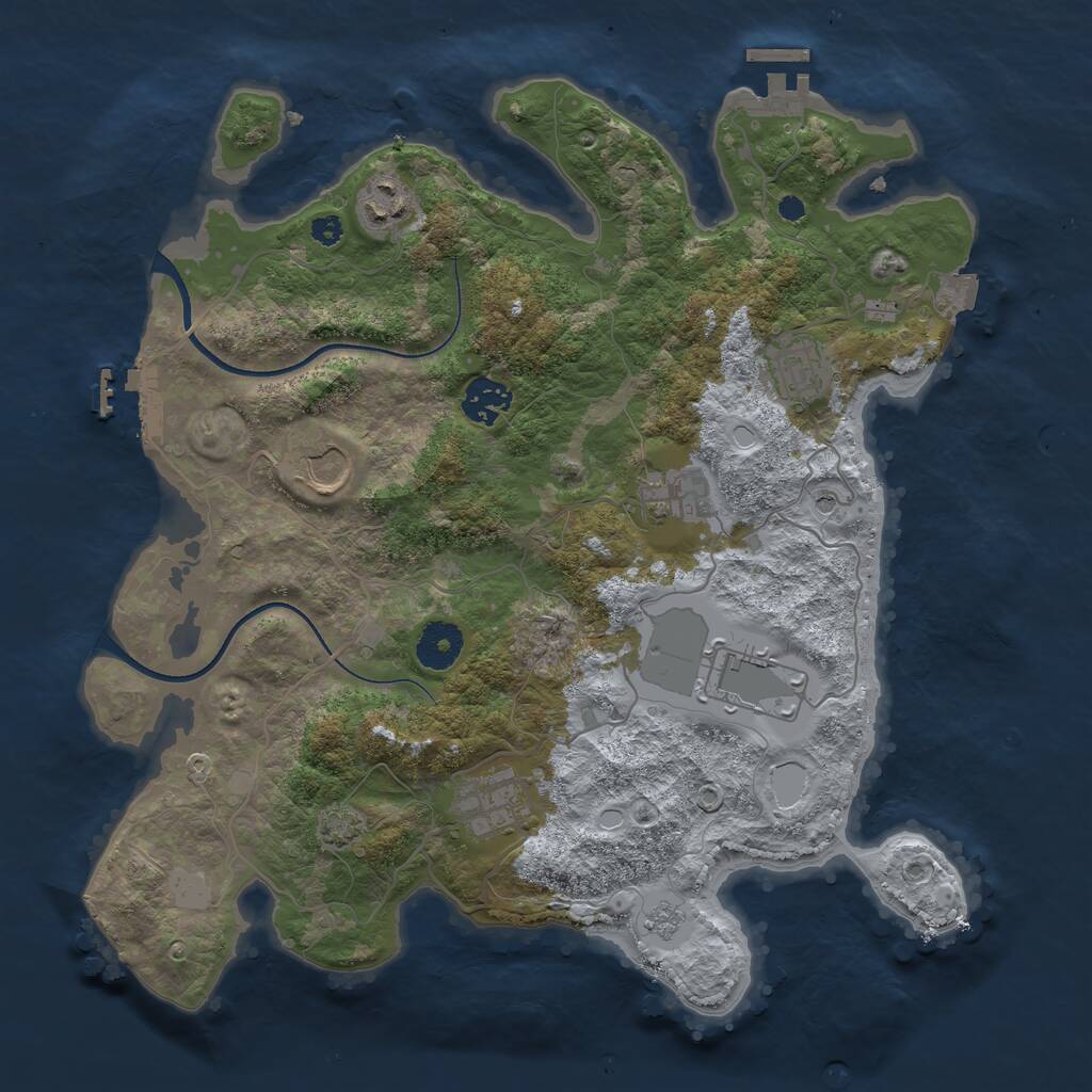 Rust Map: Procedural Map, Size: 3500, Seed: 1422598106, 13 Monuments