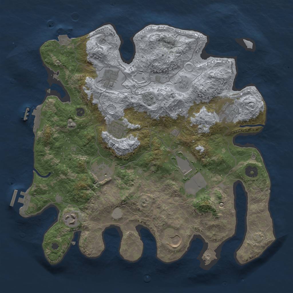 Rust Map: Procedural Map, Size: 3500, Seed: 867672800, 16 Monuments