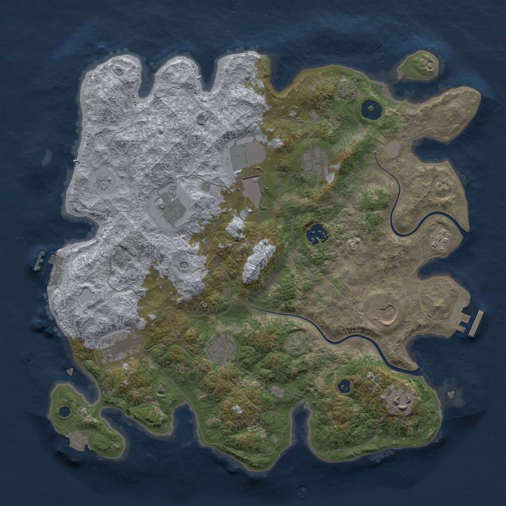 Rust Map: Procedural Map, Size: 3750, Seed: 258453063, 15 Monuments