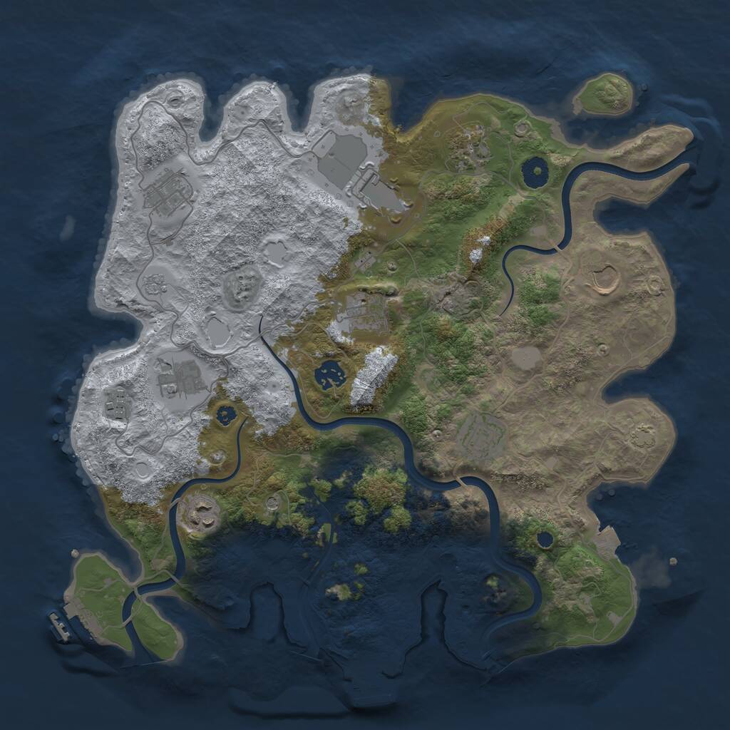 Rust Map: Procedural Map, Size: 3750, Seed: 258453063, 16 Monuments