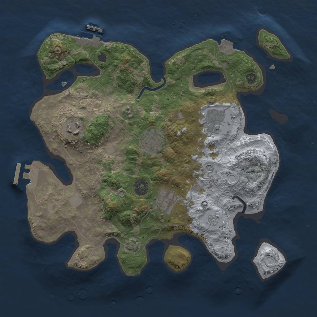Rust Map: Procedural Map, Size: 3000, Seed: 2011, 12 Monuments