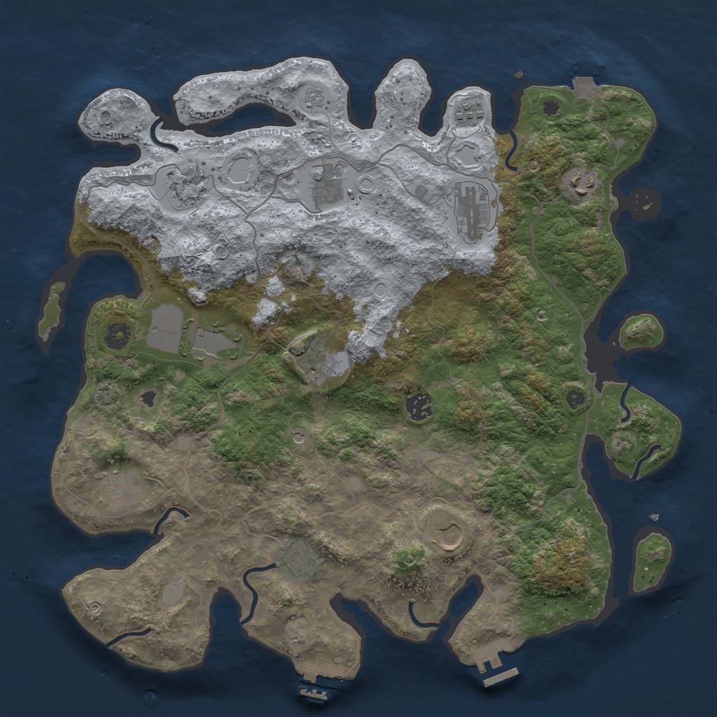 Rust Map: Procedural Map, Size: 4000, Seed: 1717081114, 19 Monuments