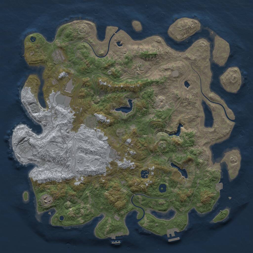 Rust Map: Procedural Map, Size: 4500, Seed: 250971475, 15 Monuments