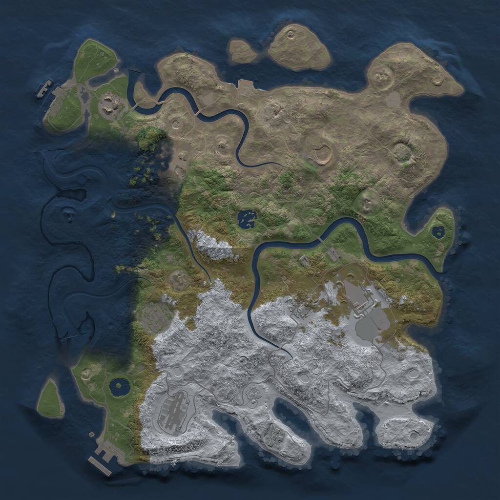 Rust Map: Procedural Map, Size: 3800, Seed: 2081656157, 17 Monuments