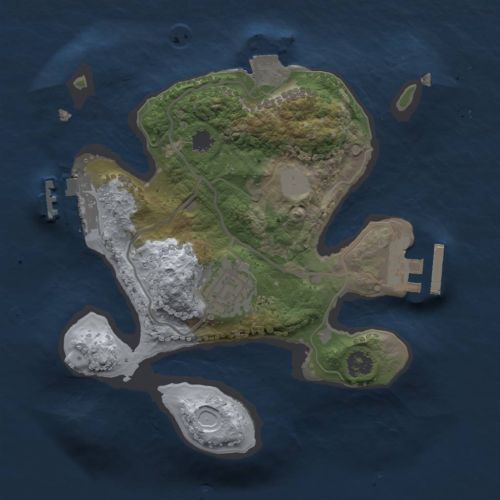 Rust Map: Procedural Map, Size: 2000, Seed: 1341895070, 6 Monuments