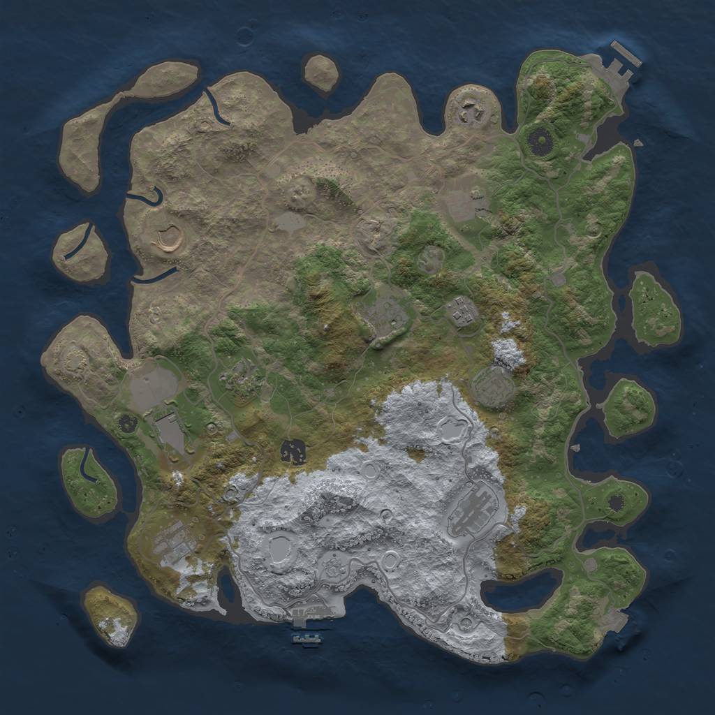 Rust Map: Procedural Map, Size: 4000, Seed: 316425, 19 Monuments