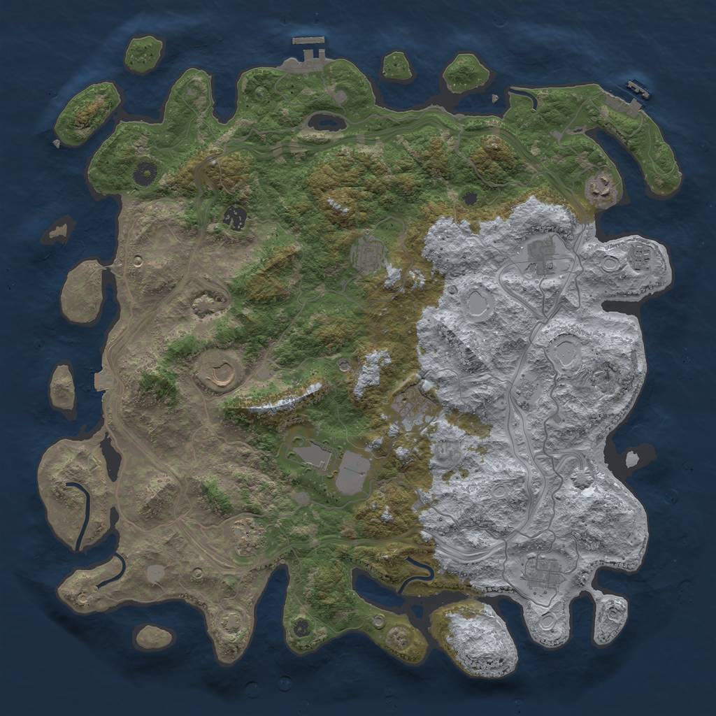 Rust Map: Procedural Map, Size: 4500, Seed: 328983145, 18 Monuments