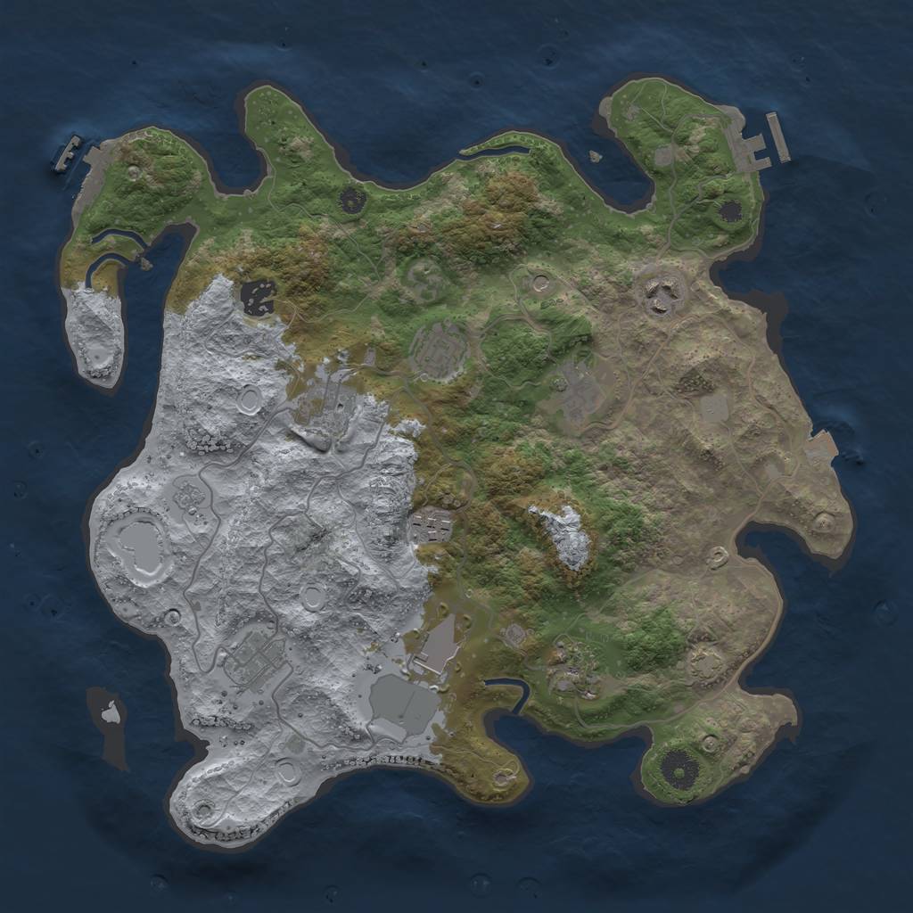 Rust Map: Procedural Map, Size: 3600, Seed: 50924, 17 Monuments