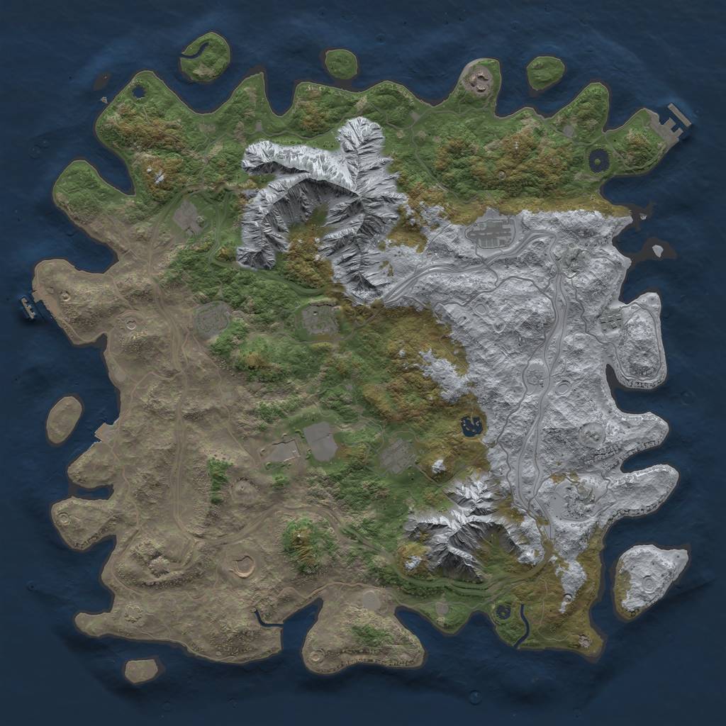 Rust Map: Procedural Map, Size: 5000, Seed: 6534234, 19 Monuments