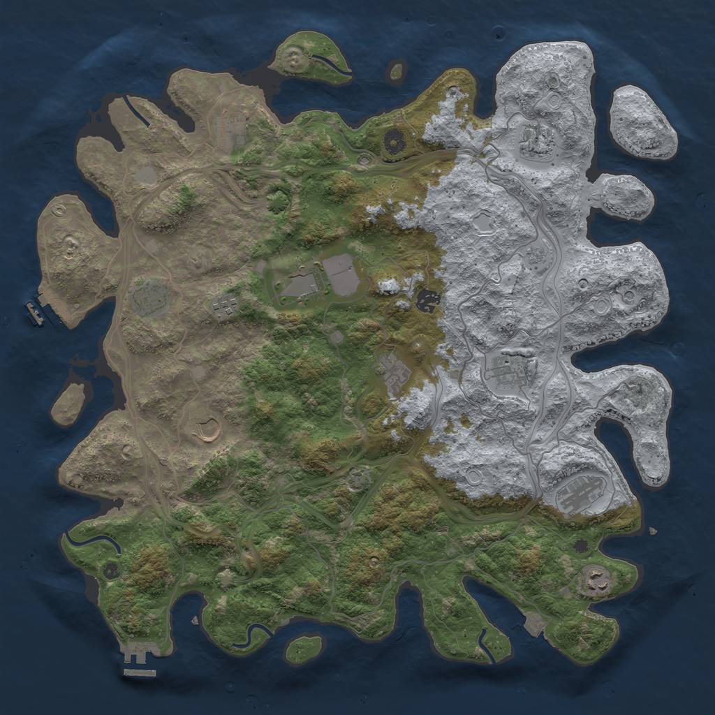 Rust Map: Procedural Map, Size: 4500, Seed: 1286541775, 19 Monuments