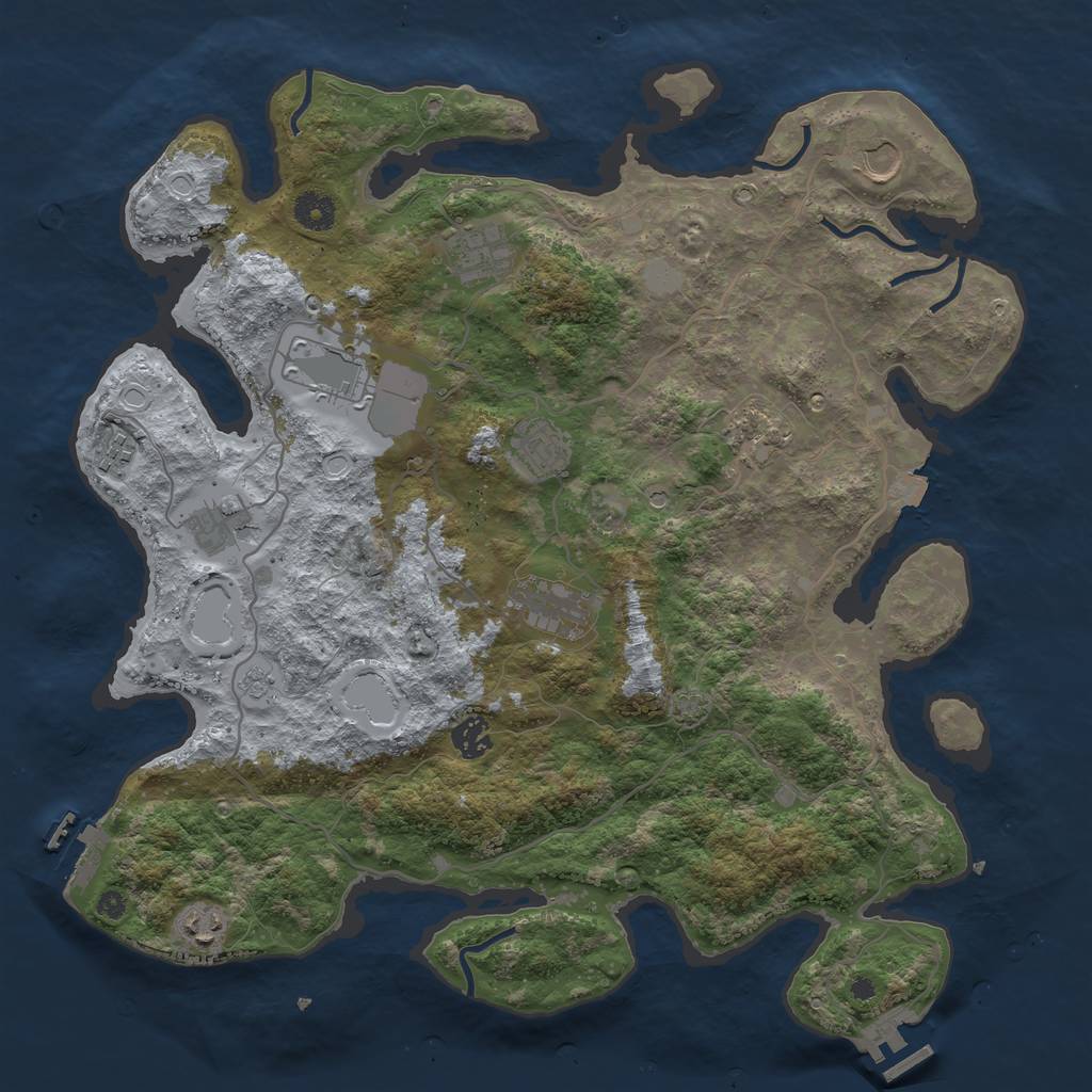 Rust Map: Procedural Map, Size: 4000, Seed: 1234512, 18 Monuments