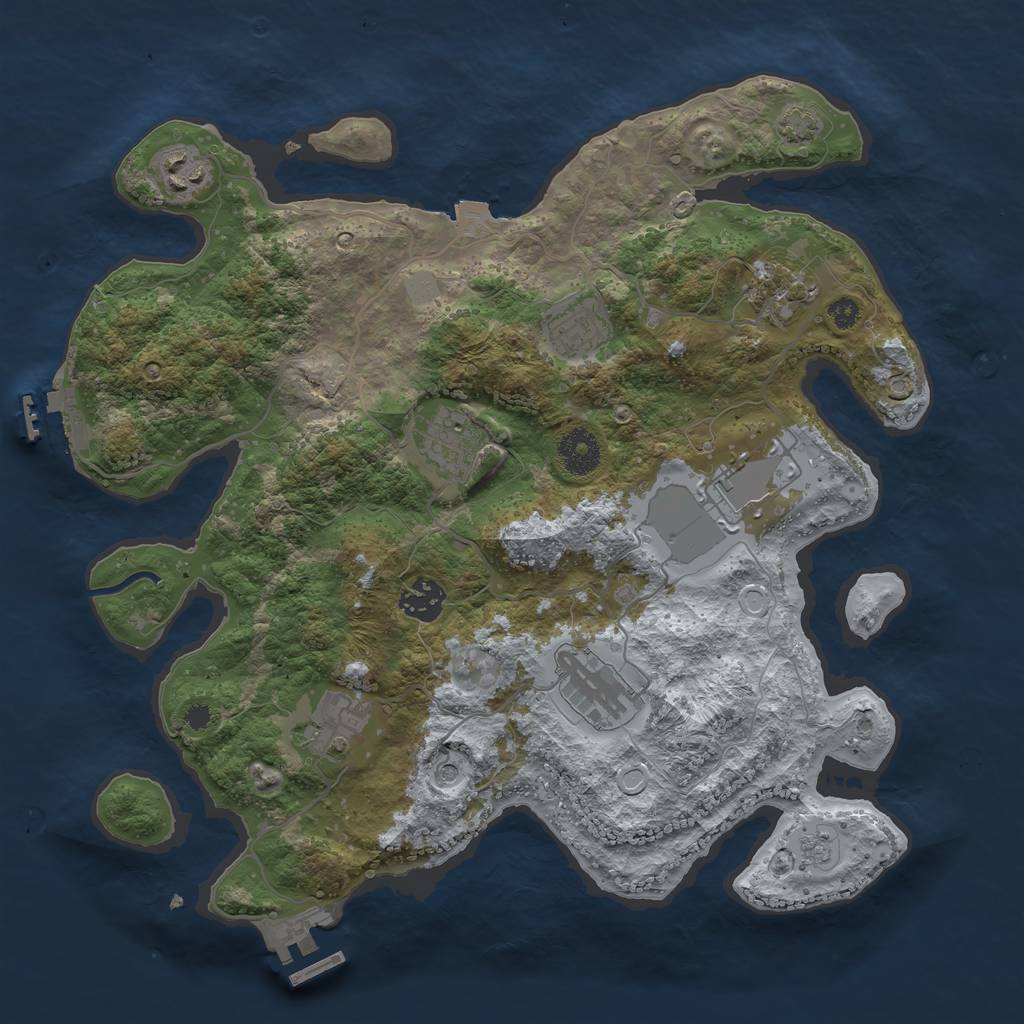 Rust Map: Procedural Map, Size: 3500, Seed: 2070536897, 16 Monuments