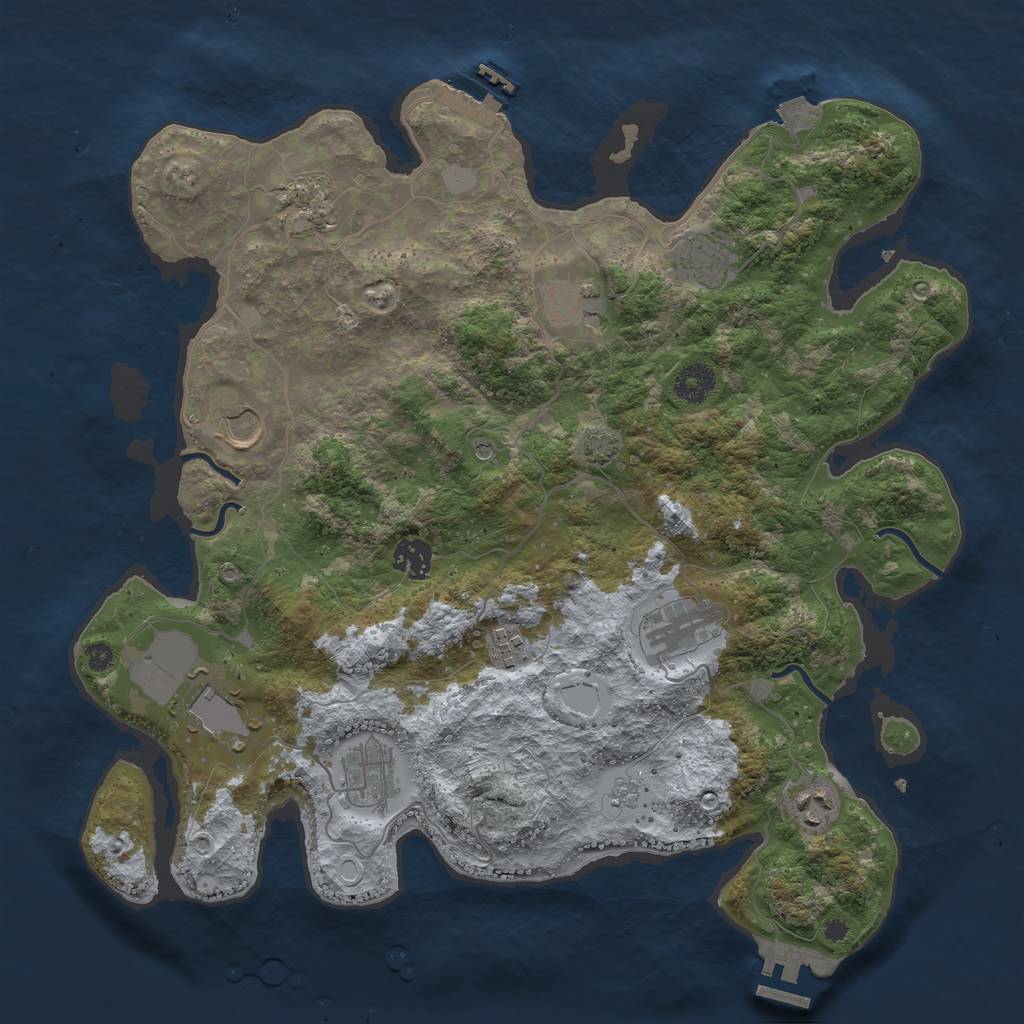 Rust Map: Procedural Map, Size: 3800, Seed: 4359191, 18 Monuments