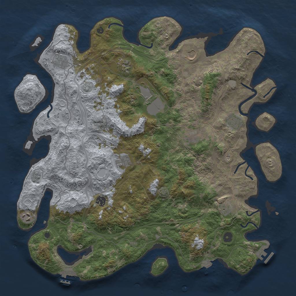 Rust Map: Procedural Map, Size: 4500, Seed: 665565031, 19 Monuments