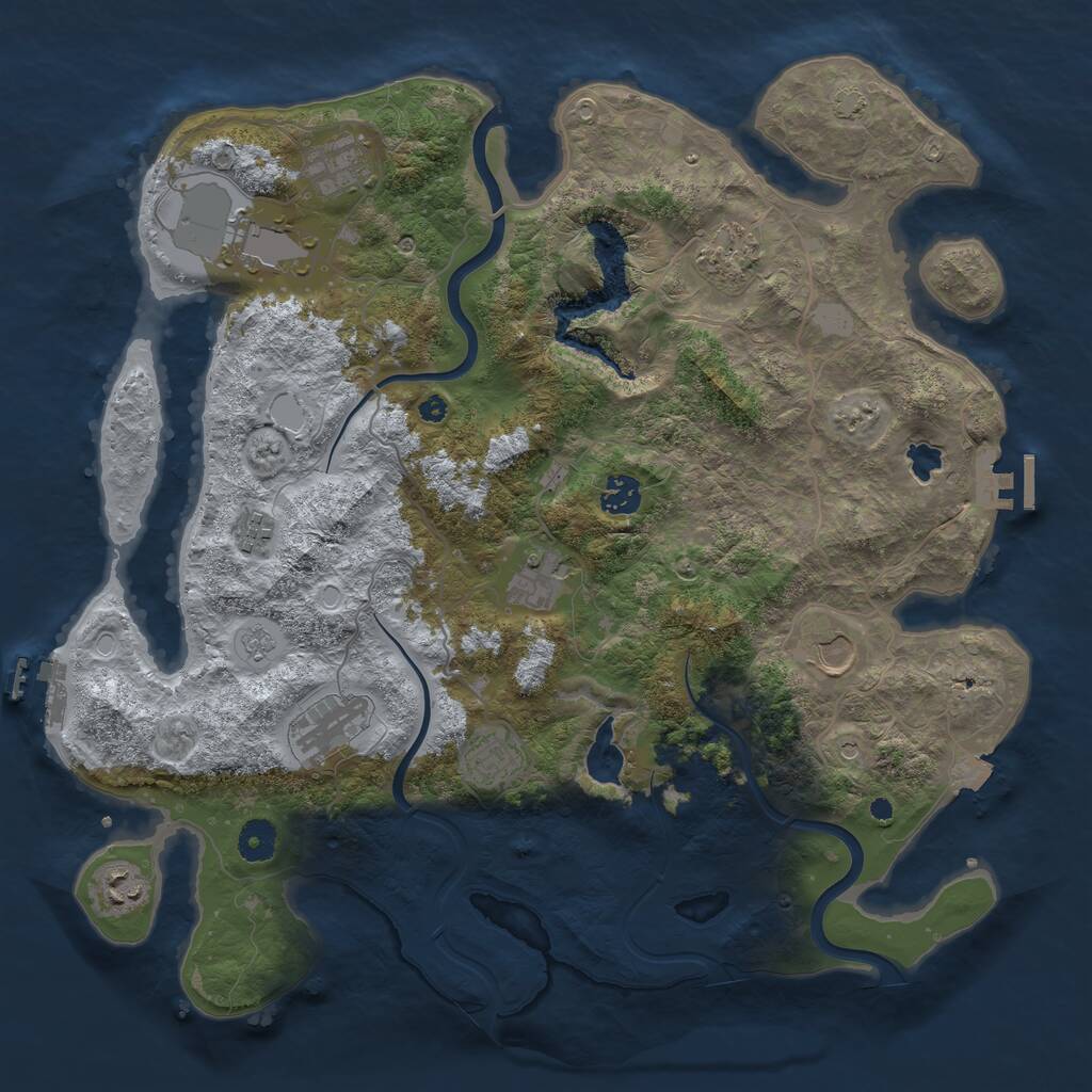 Rust Map: Procedural Map, Size: 4000, Seed: 2113088611, 16 Monuments