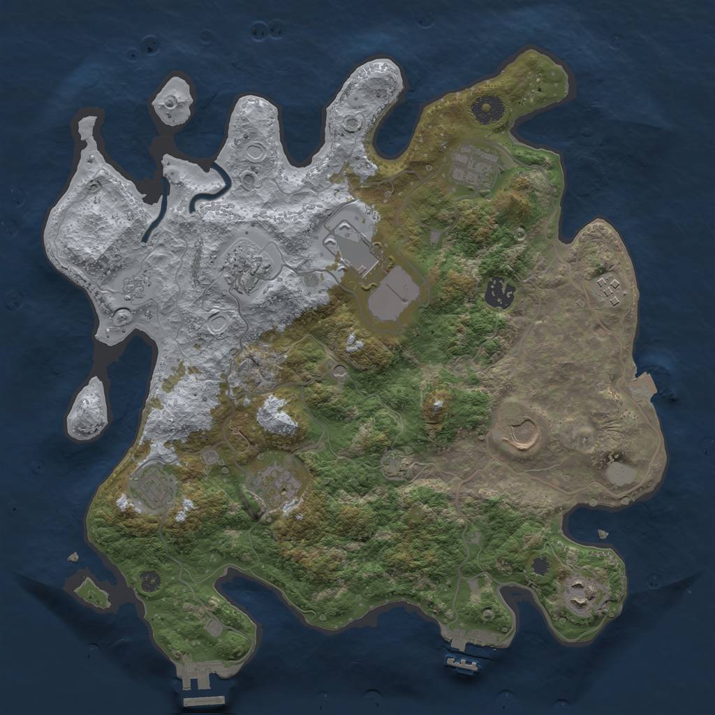 Rust Map: Procedural Map, Size: 3500, Seed: 1906172755, 17 Monuments