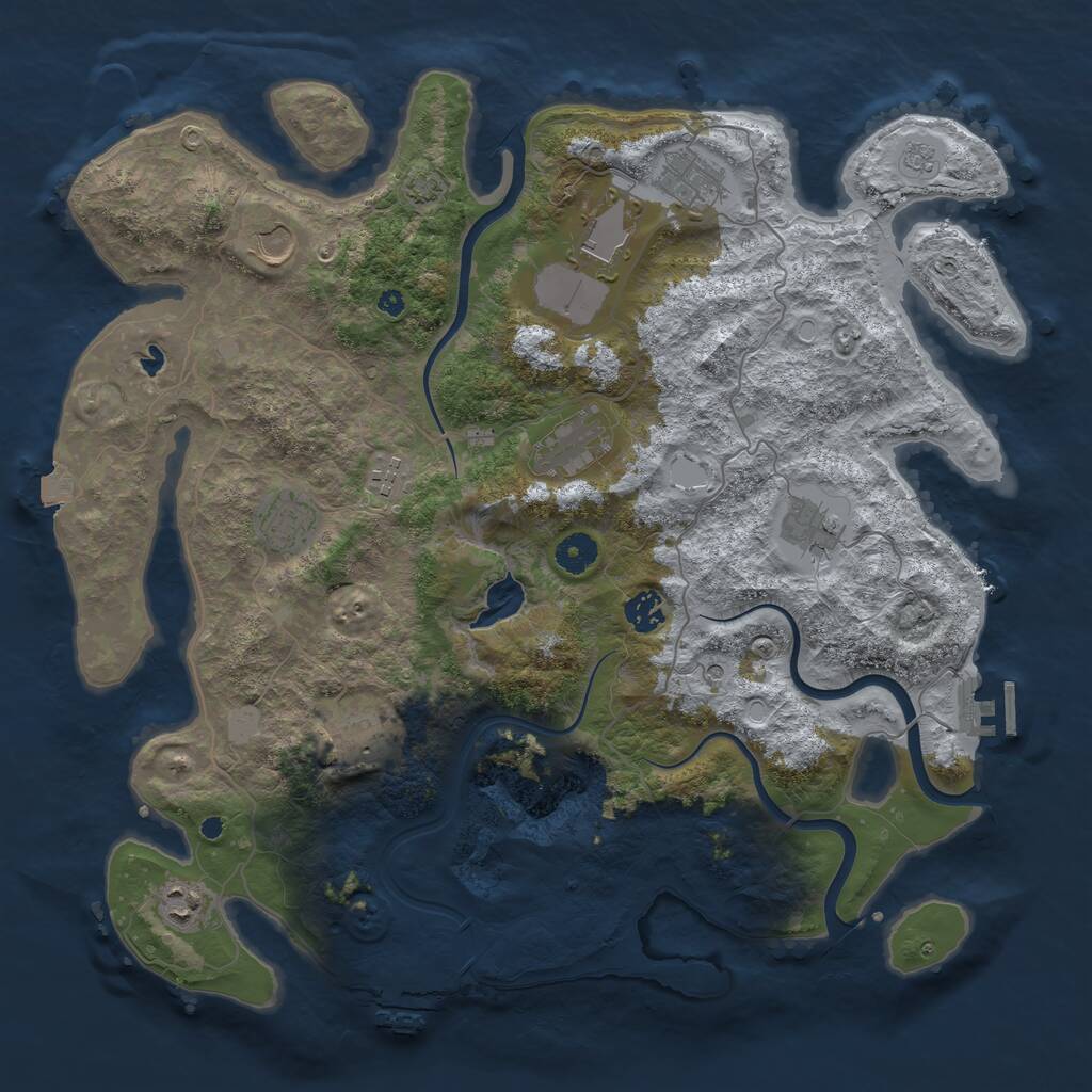 Rust Map: Procedural Map, Size: 4100, Seed: 424273531, 16 Monuments