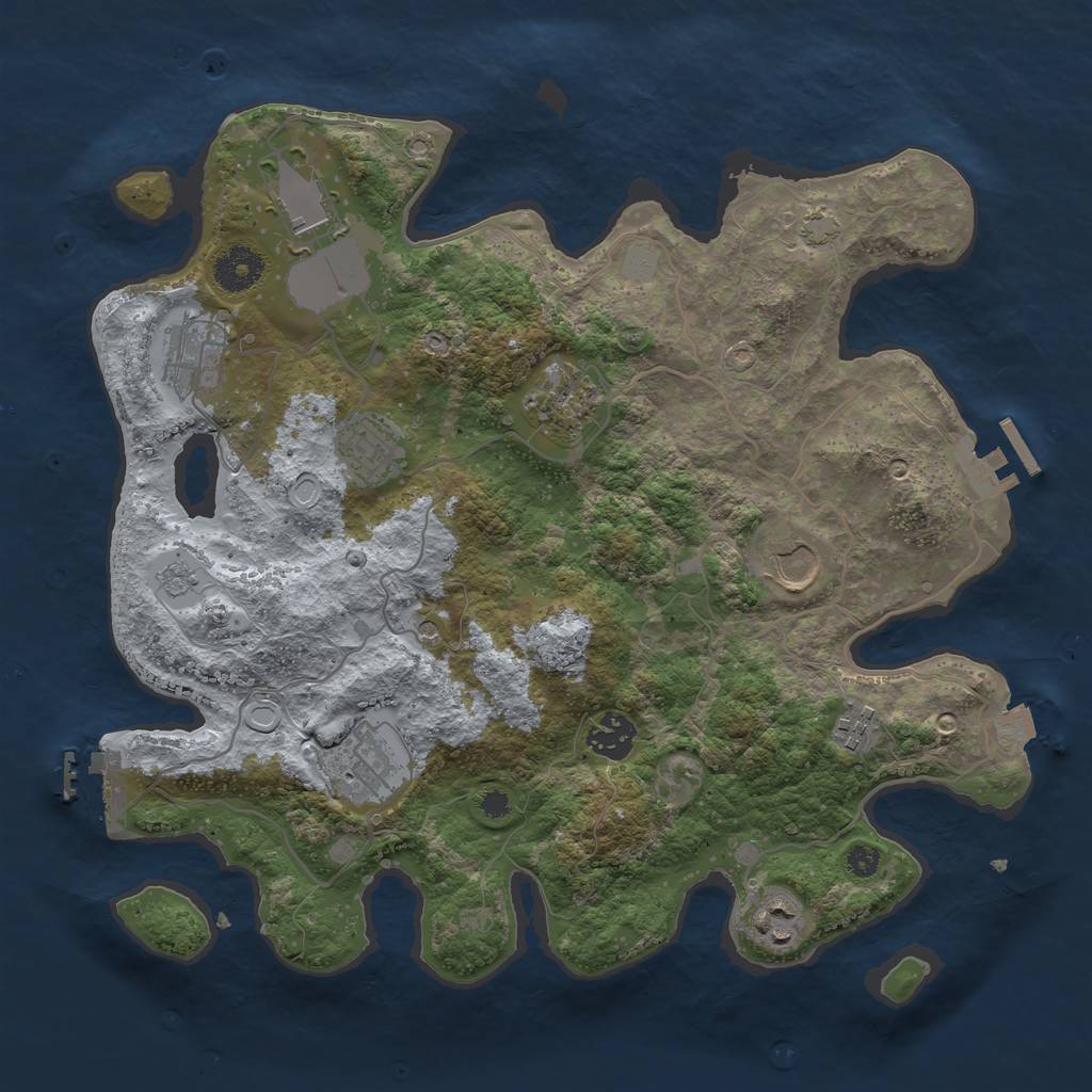 Rust Map: Procedural Map, Size: 3500, Seed: 667010163, 17 Monuments