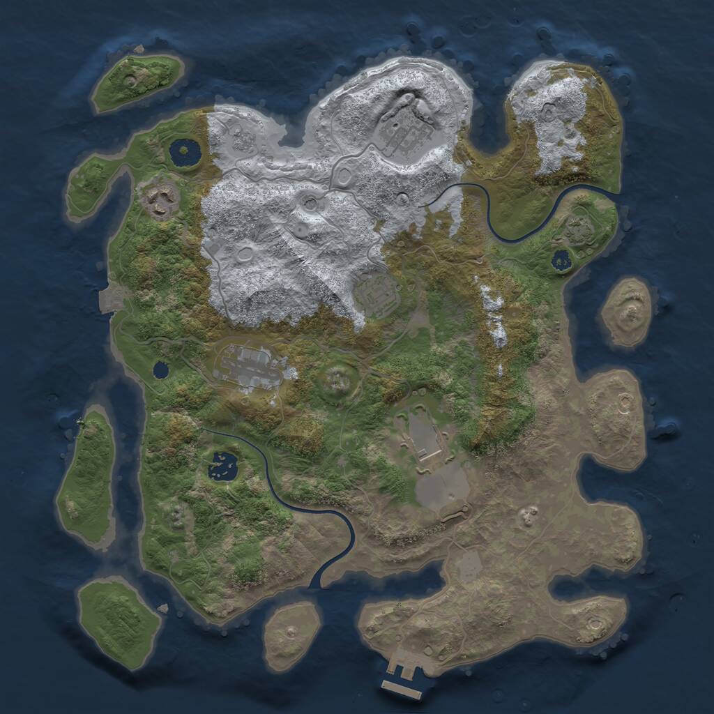 Rust Map: Procedural Map, Size: 3550, Seed: 1028720284, 11 Monuments