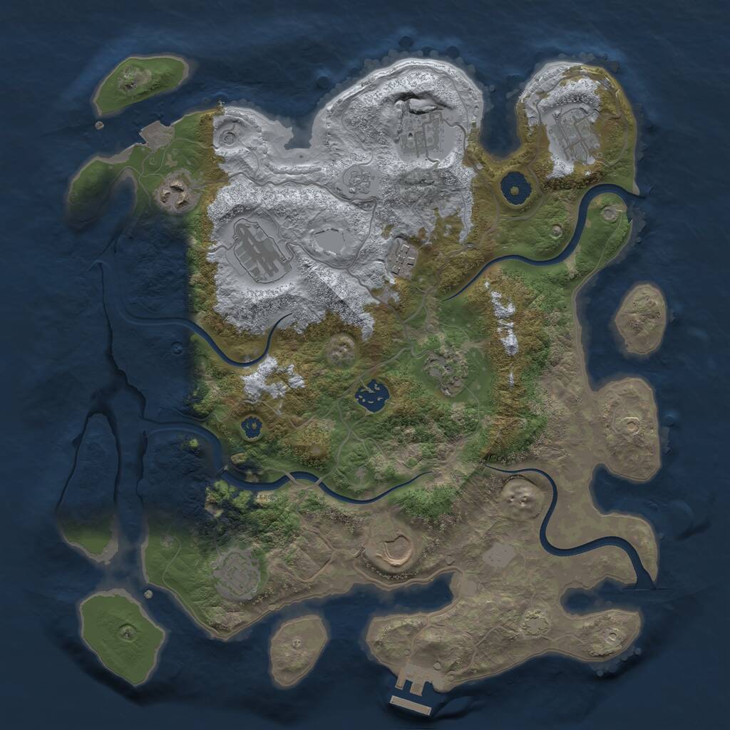 Rust Map: Procedural Map, Size: 3550, Seed: 1028720284, 14 Monuments