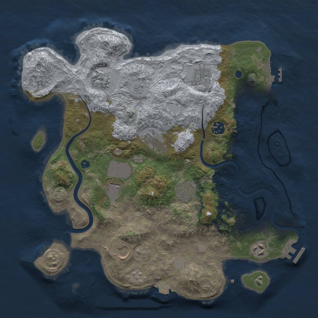 Rust Map: Procedural Map, Size: 3600, Seed: 1443923113, 15 Monuments
