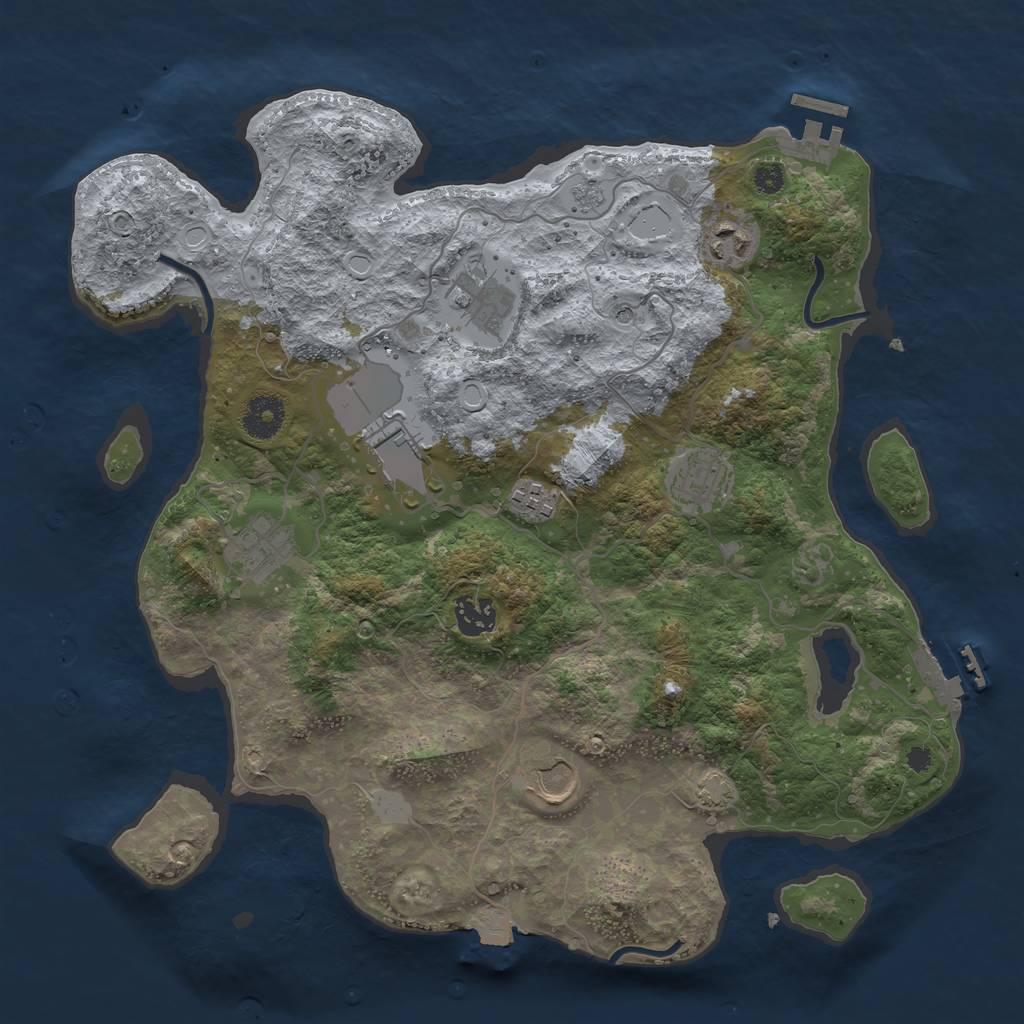 Rust Map: Procedural Map, Size: 3600, Seed: 1443923113, 16 Monuments