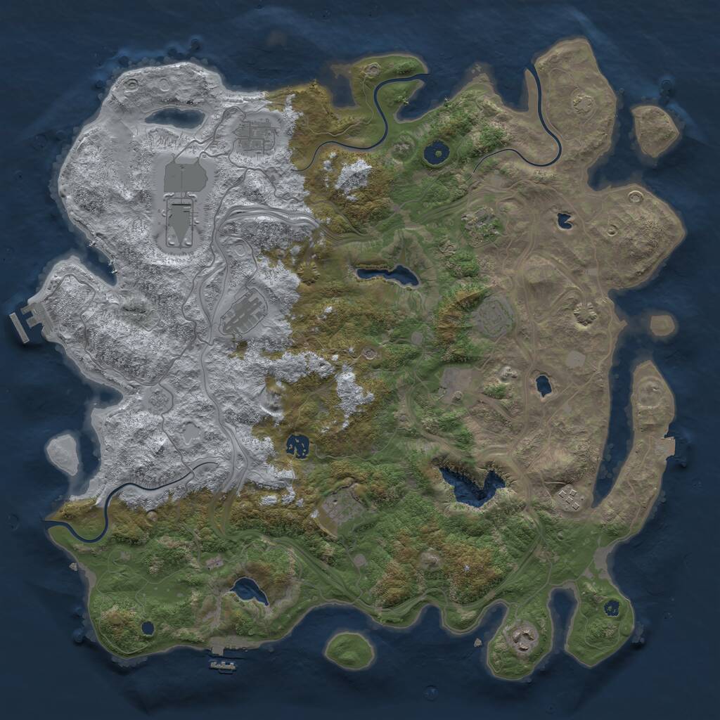 Rust Map: Procedural Map, Size: 4500, Seed: 9833513, 16 Monuments