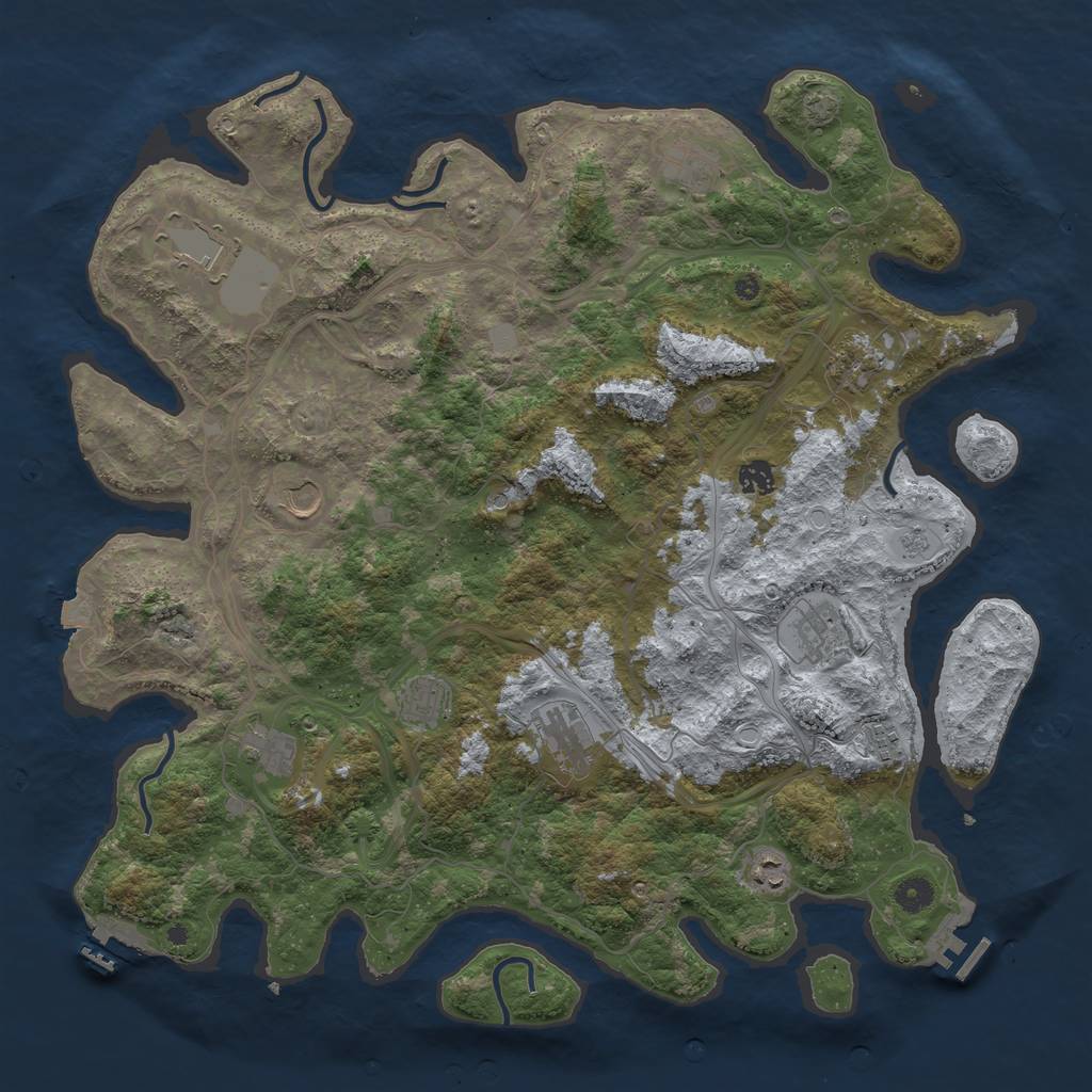 Rust Map: Procedural Map, Size: 4500, Seed: 1436564424, 19 Monuments