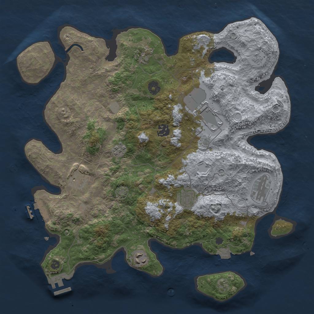 Rust Map: Procedural Map, Size: 3600, Seed: 539487156, 16 Monuments