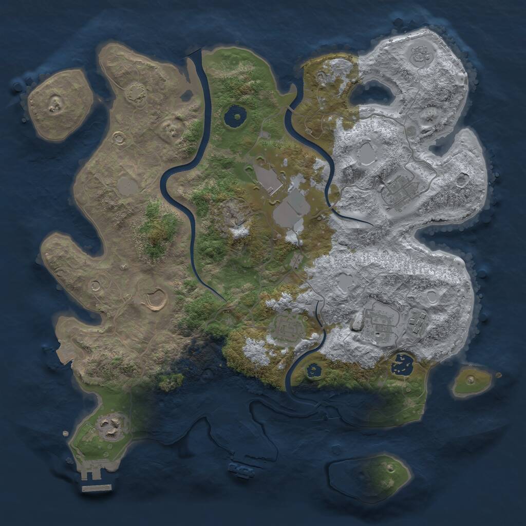 Rust Map: Procedural Map, Size: 3600, Seed: 539487156, 14 Monuments