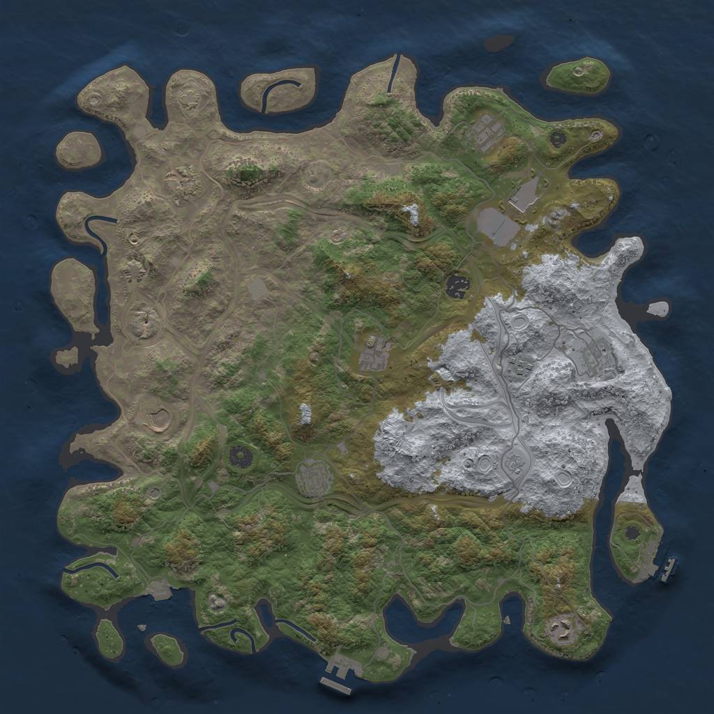 Rust Map: Procedural Map, Size: 4500, Seed: 39764803, 18 Monuments