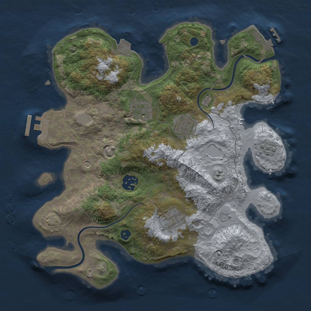 Rust Map: Procedural Map, Size: 3000, Seed: 25738, 11 Monuments