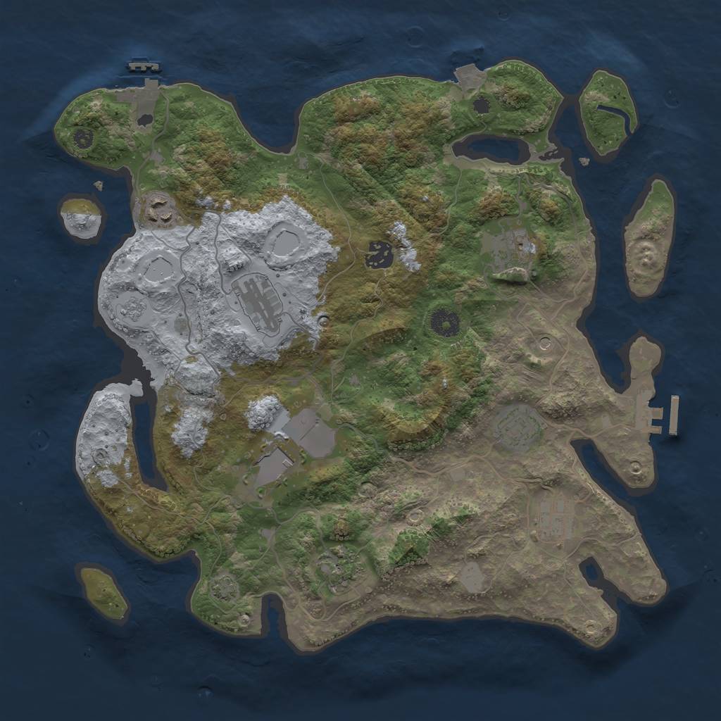 Rust Map: Procedural Map, Size: 3696, Seed: 996663640, 16 Monuments