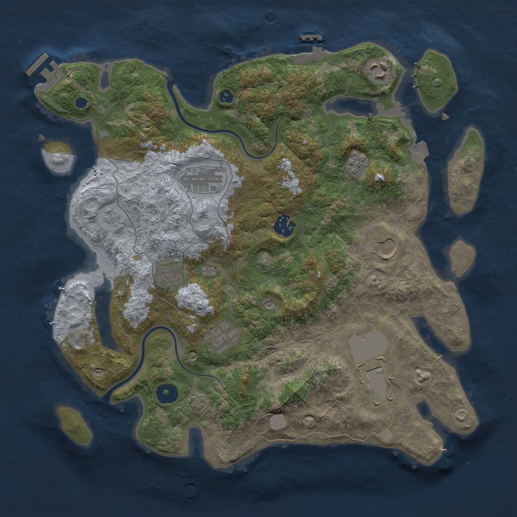 Rust Map: Procedural Map, Size: 3696, Seed: 996663640, 14 Monuments