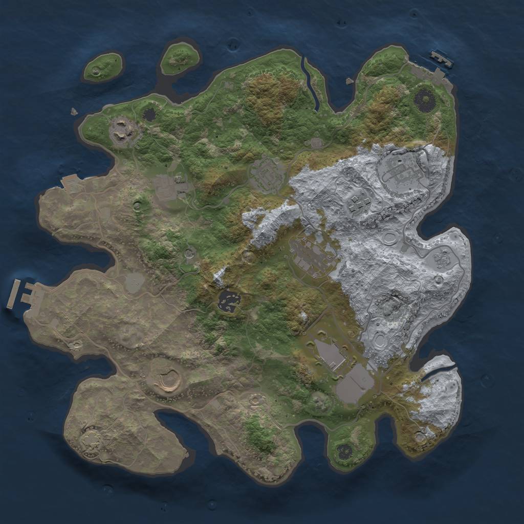 Rust Map: Procedural Map, Size: 3500, Seed: 2118781714, 17 Monuments