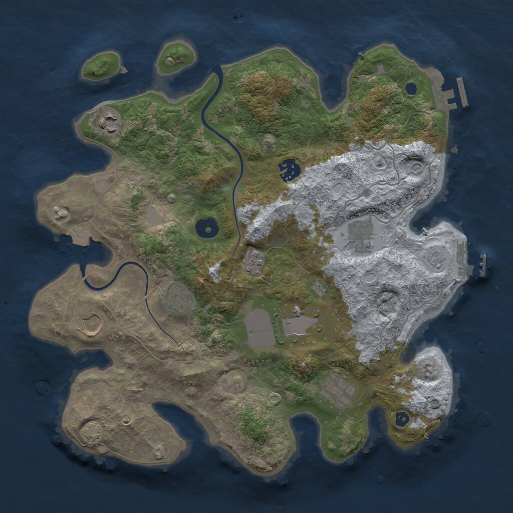 Rust Map: Procedural Map, Size: 3500, Seed: 2118781714, 14 Monuments