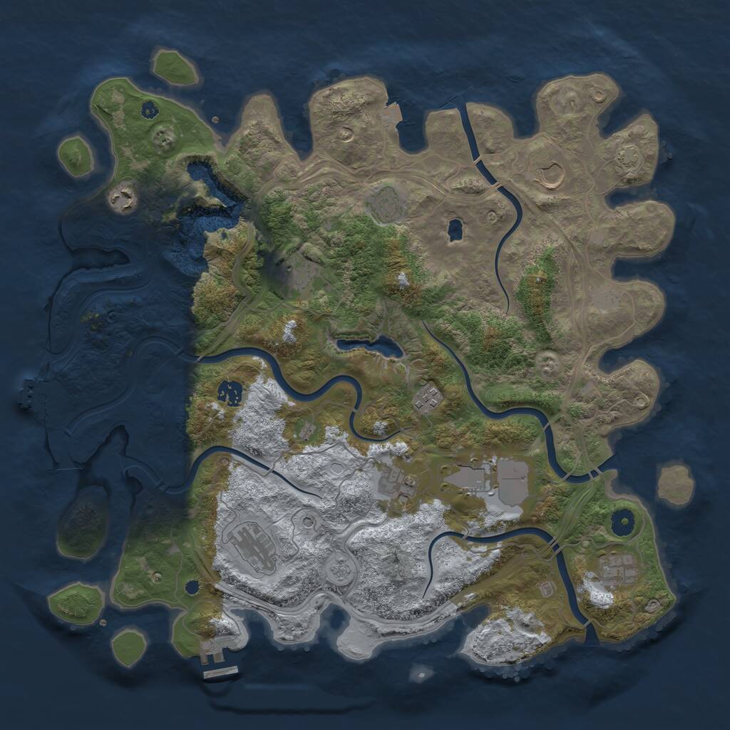 Rust Map: Procedural Map, Size: 4250, Seed: 437053357, 16 Monuments