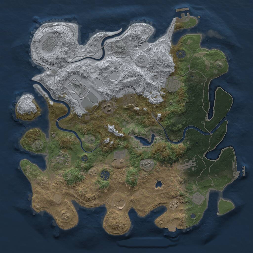 Rust Map: Procedural Map, Size: 4000, Seed: 485395677, 19 Monuments