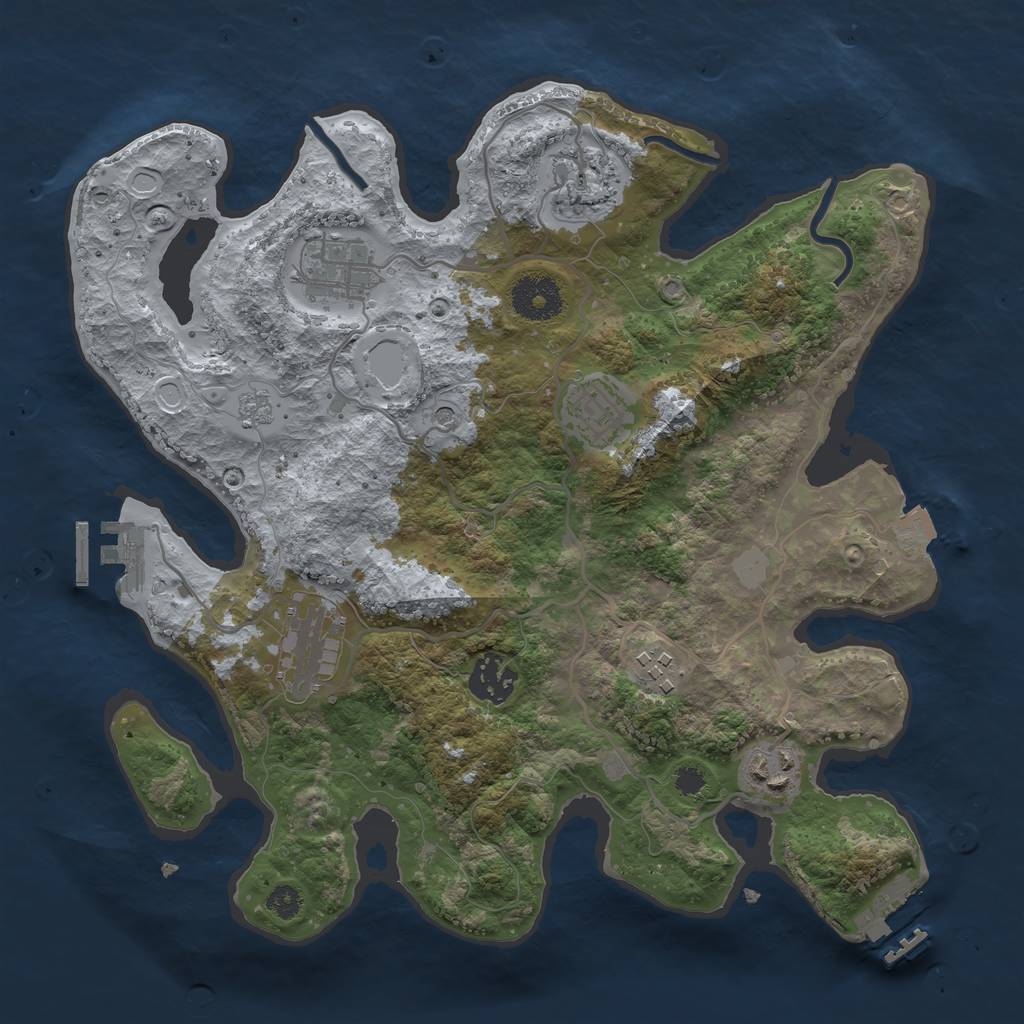 Rust Map: Procedural Map, Size: 3200, Seed: 1345435, 14 Monuments