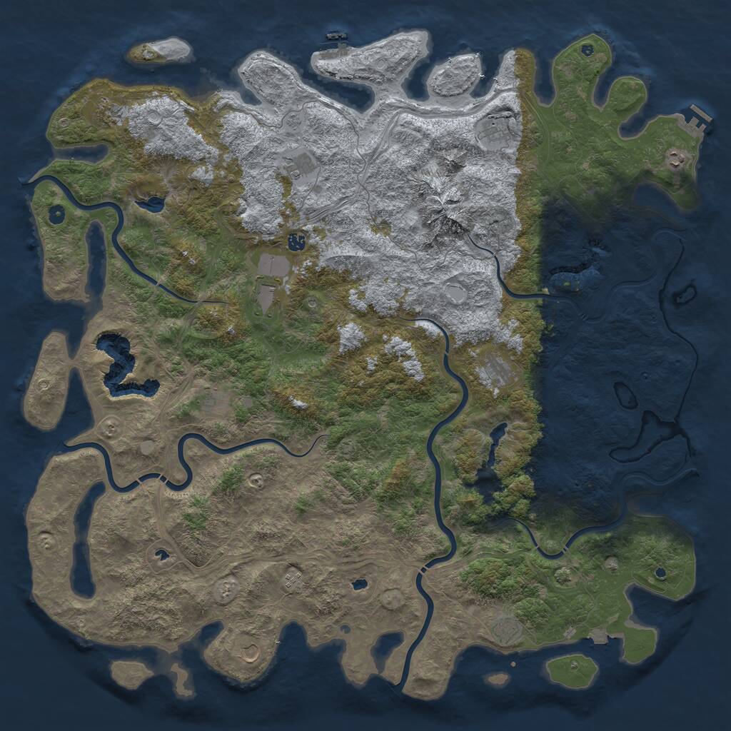 Rust Map: Procedural Map, Size: 6000, Seed: 958429876, 17 Monuments