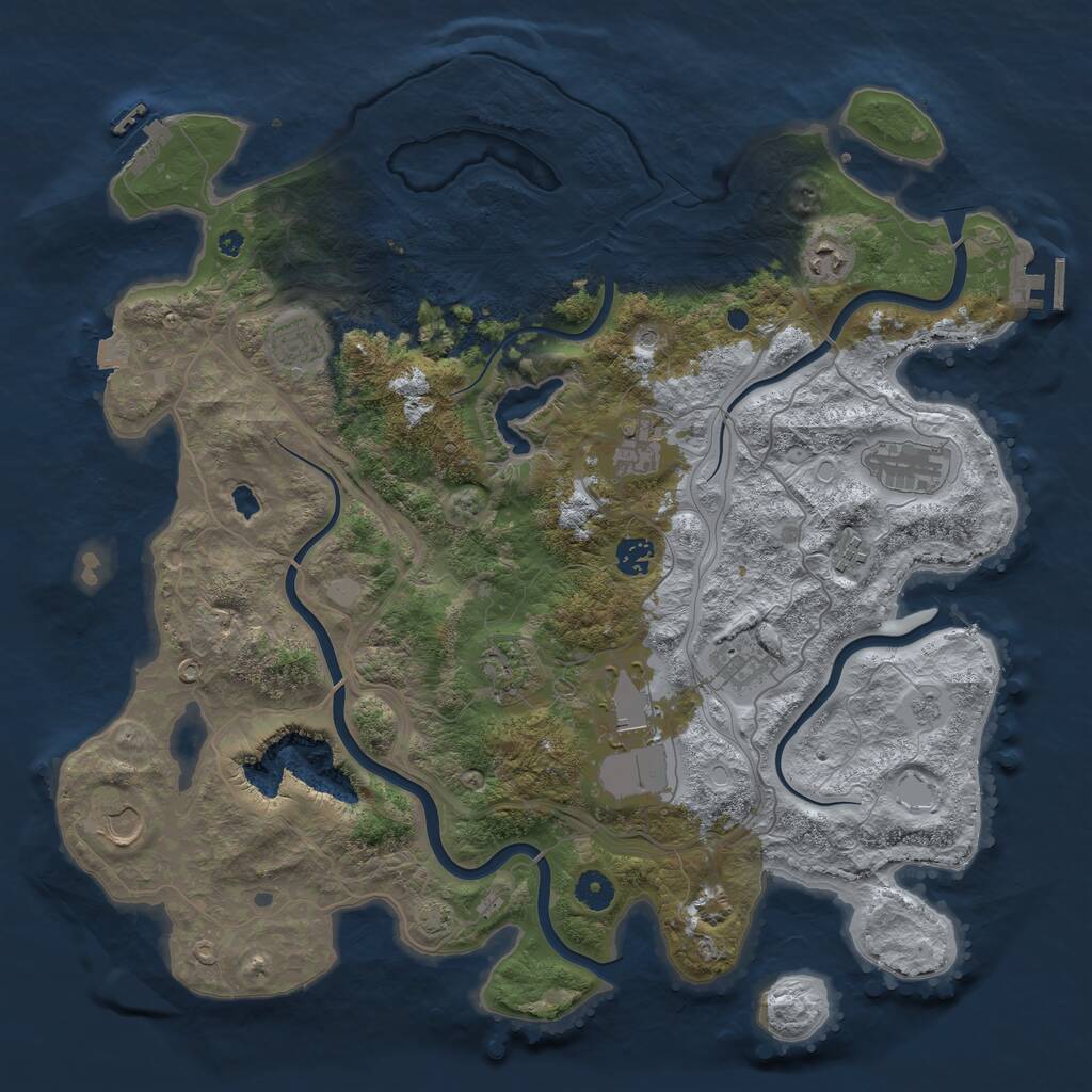 Rust Map: Procedural Map, Size: 4250, Seed: 516076852, 16 Monuments