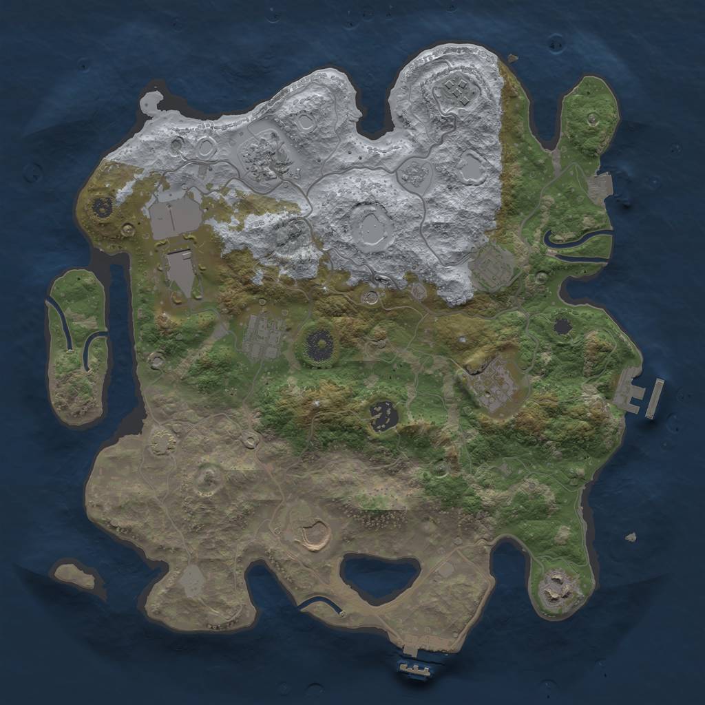 Rust Map: Procedural Map, Size: 3500, Seed: 338108411, 17 Monuments