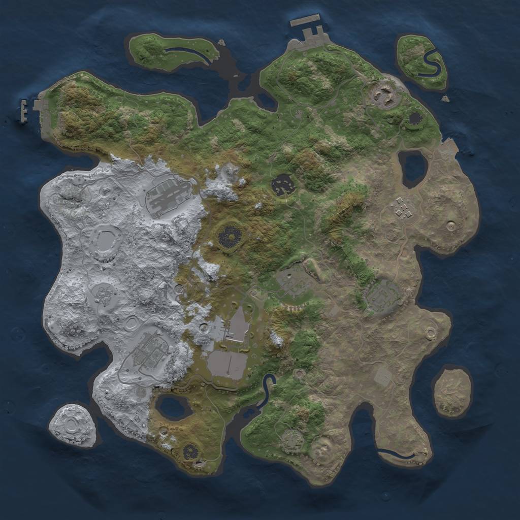 Rust Map: Procedural Map, Size: 3500, Seed: 339354360, 16 Monuments